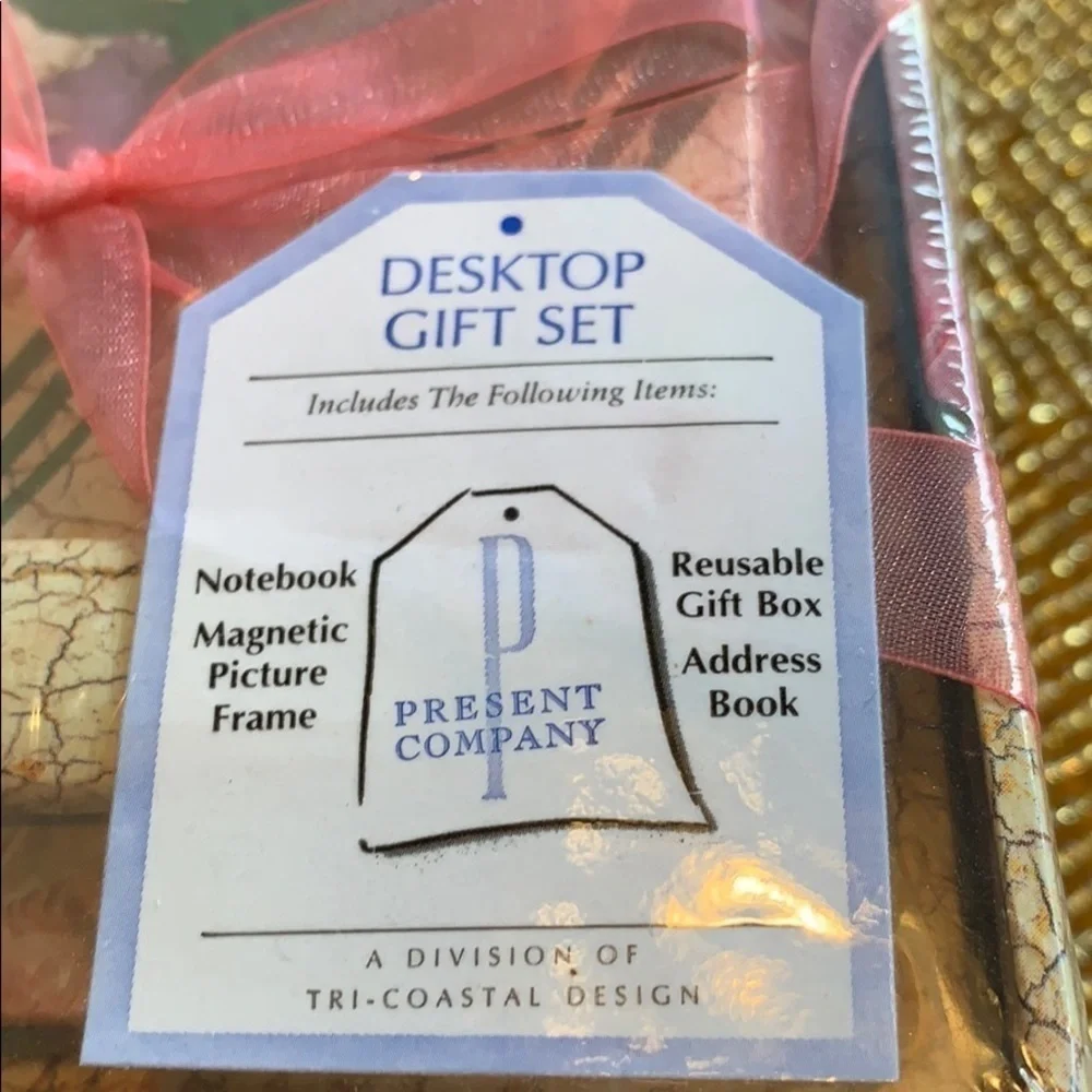 Desktop floral gift desk set, journal picture frame boxed 4 piece stationery set